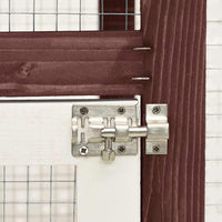 HKM-8025021 Mocha Two-Level Solid Fir Wood Rabbit Hutch with Easy Access Ramp and Pull-Out Cleaning Shelf