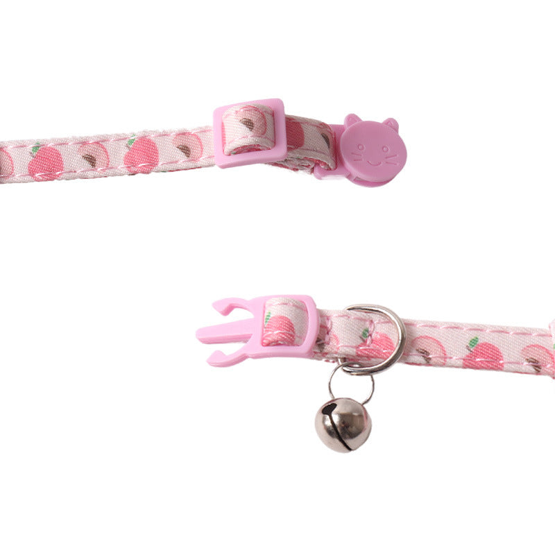 HKM-8025661 Colorful Fruit Series Pet Collar with Bow and Triangular Binder - Watermelon, Lemon, Grape, Peach, Avocado