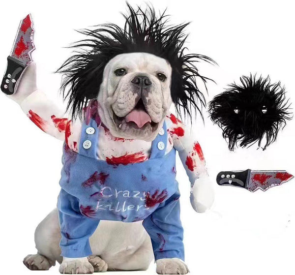 HKM-8025789 Bloody Doll Style Pet Costume for Dogs and Cats - Hip Hop Halloween Outfit