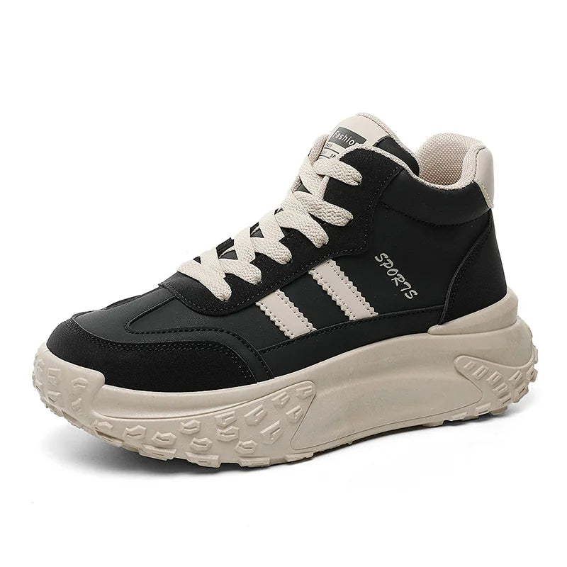 HKM-802579 XF6228 New Simple Autumn Women's Shoes Round Toe Thick Sole Elevated Board Shoes Shock Absorbing Lightweight Sports Shoes