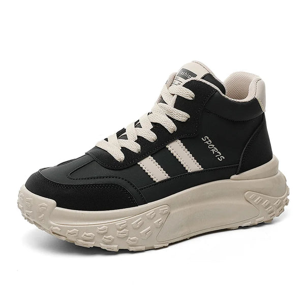 HKM-802579 XF6228 New Simple Autumn Women's Shoes Round Toe Thick Sole Elevated Board Shoes Shock Absorbing Lightweight Sports Shoes