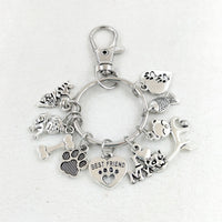 HKM-8026045 Dog Paw and Fish Footprints Metal Key Ring for Pet Lovers