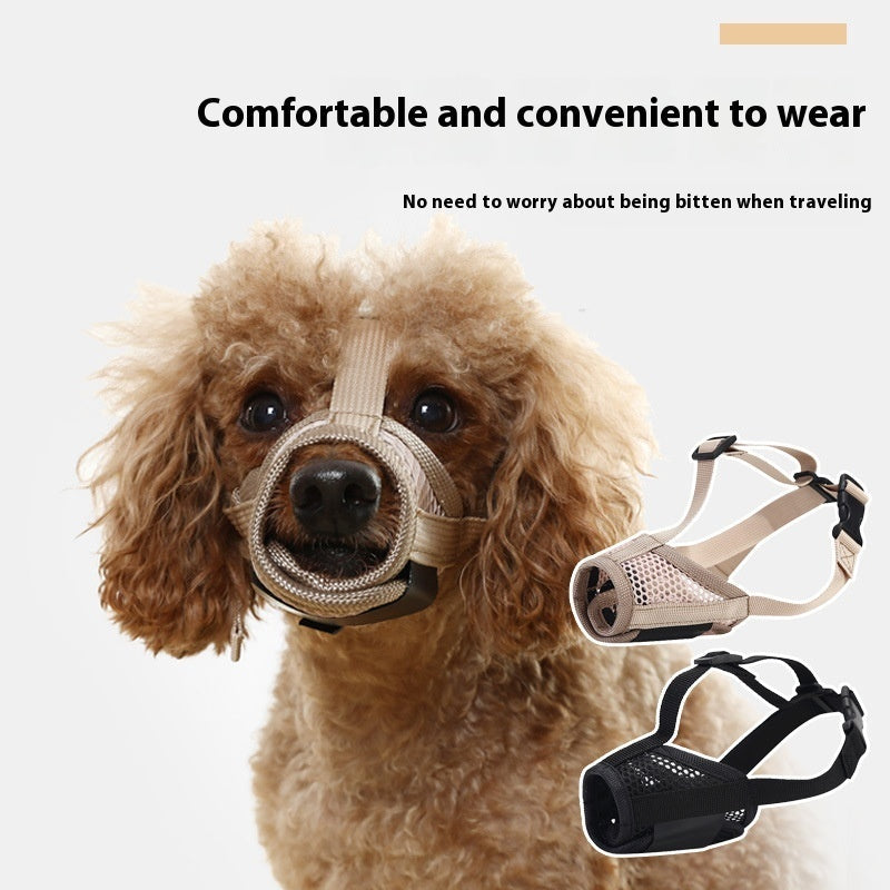 HKM-8026685 Breathable Mesh Muzzle for Dogs – Anti-Bite and Drinking Attachment in Khaki and Black