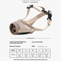HKM-8026685 Breathable Mesh Muzzle for Dogs – Anti-Bite and Drinking Attachment in Khaki and Black