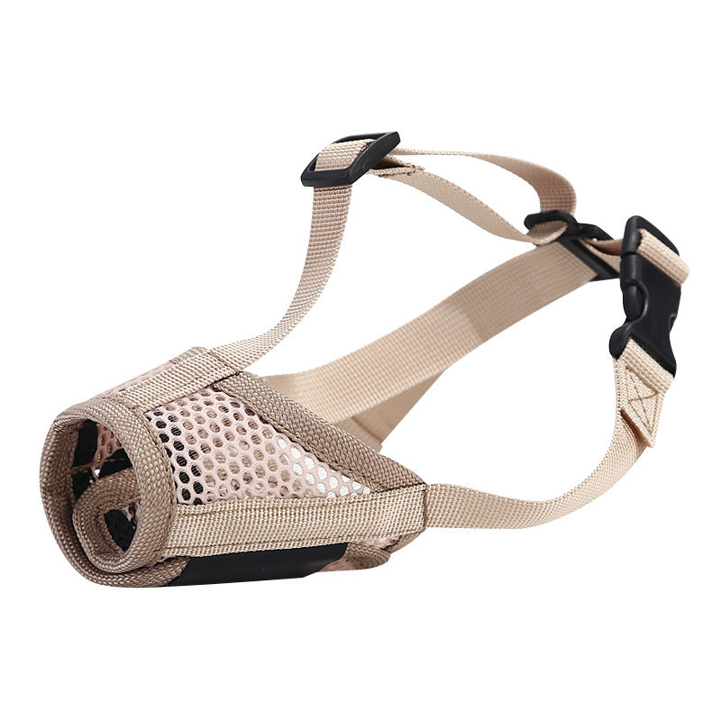 HKM-8026685 Breathable Mesh Muzzle for Dogs – Anti-Bite and Drinking Attachment in Khaki and Black