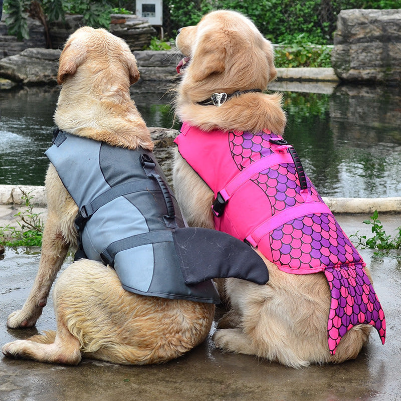 HKM-8027581 Adjustable Mermaid Shark Dog Swimming Life Vest - Life Jacket for Small to Large Pets