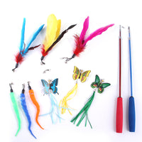 HKM-8028221 Butterfly Style 11-Piece Fishing Rod Cat Teaser Toy Set for Pets