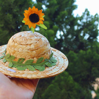 HKM-8030781 Flower Embroidery Dress for Cats with Hand-Woven Straw Hats