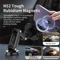 HKM-803091 15W Wireless Charger Magnetic Car Phone Holder with 360° Rotation and Foldable Design for Dashboard Use
