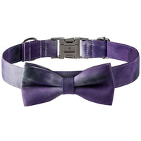 HKM-8031165 Cotton Tie-Dye Dog Collar with Alloy Buckle and Bow - Available in Blue, Purple, Orange, Gray
