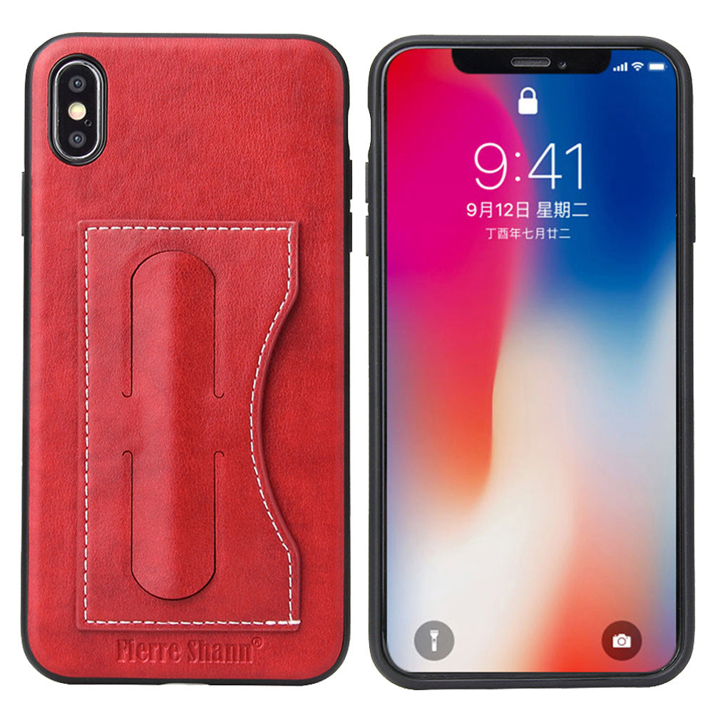 HKM-803283 Leather Back Cover Phone Case Holder Compatible with iPhone and Samsung Models