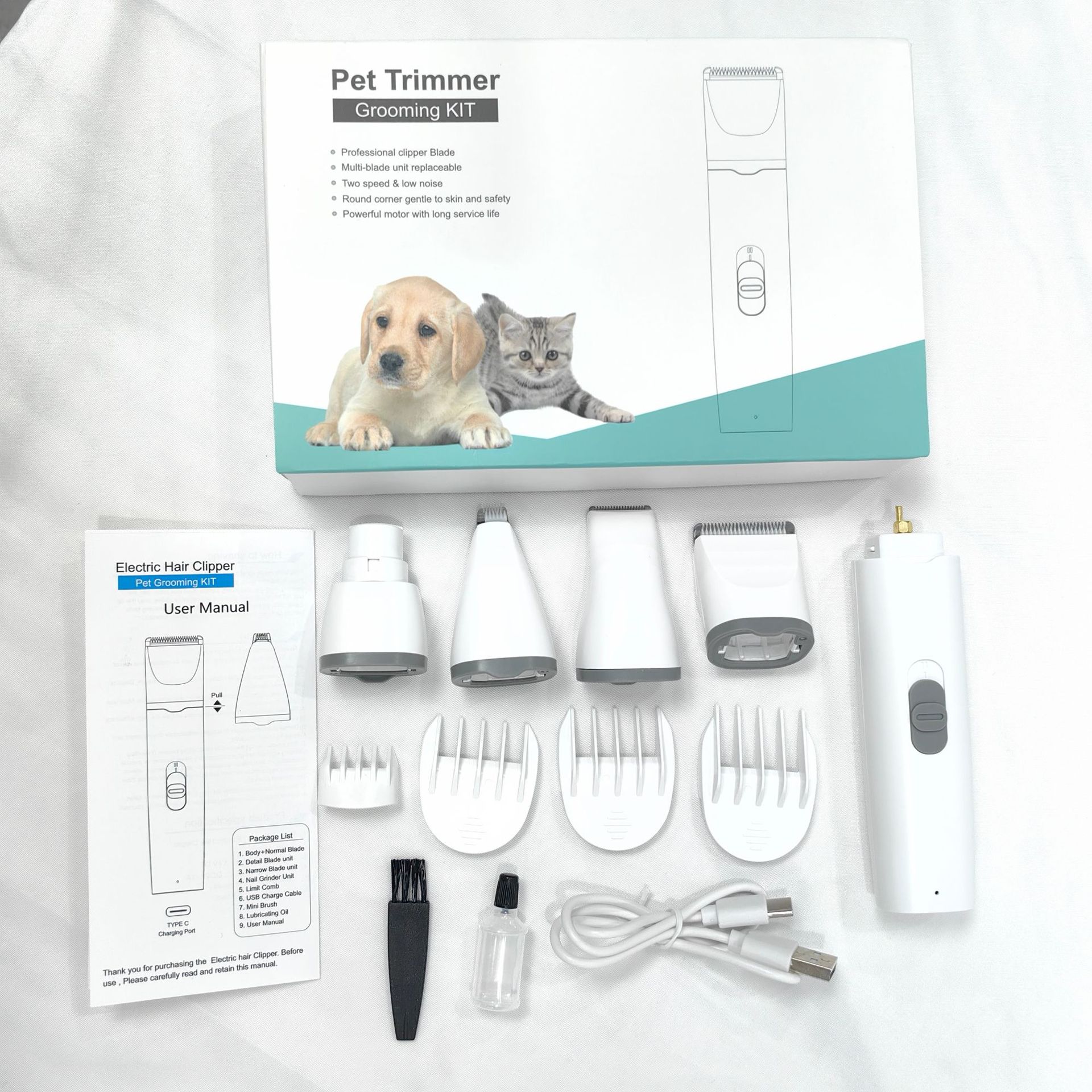 HKM-8034749 Electric Pet Shaver Clipper Set - 4-in-1, 3-in-1, and 2-in-1 Options for Grooming and Nail Care