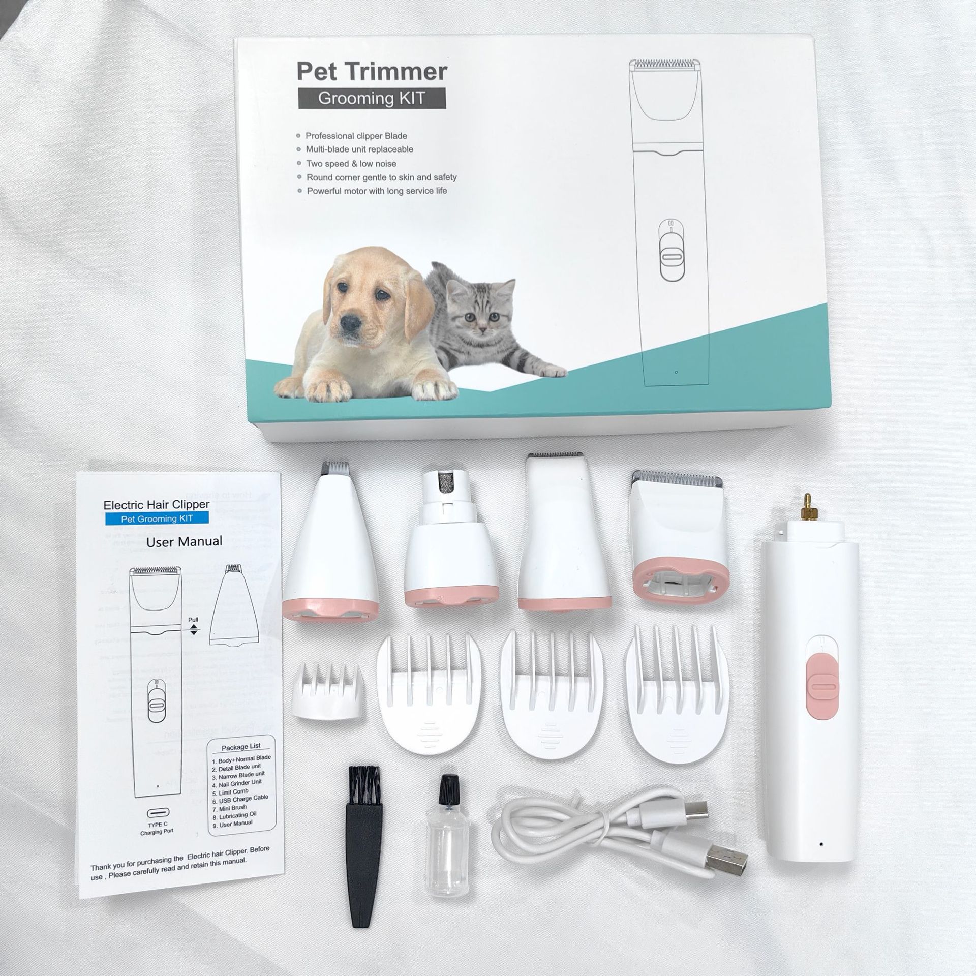 HKM-8034749 Electric Pet Shaver Clipper Set - 4-in-1, 3-in-1, and 2-in-1 Options for Grooming and Nail Care