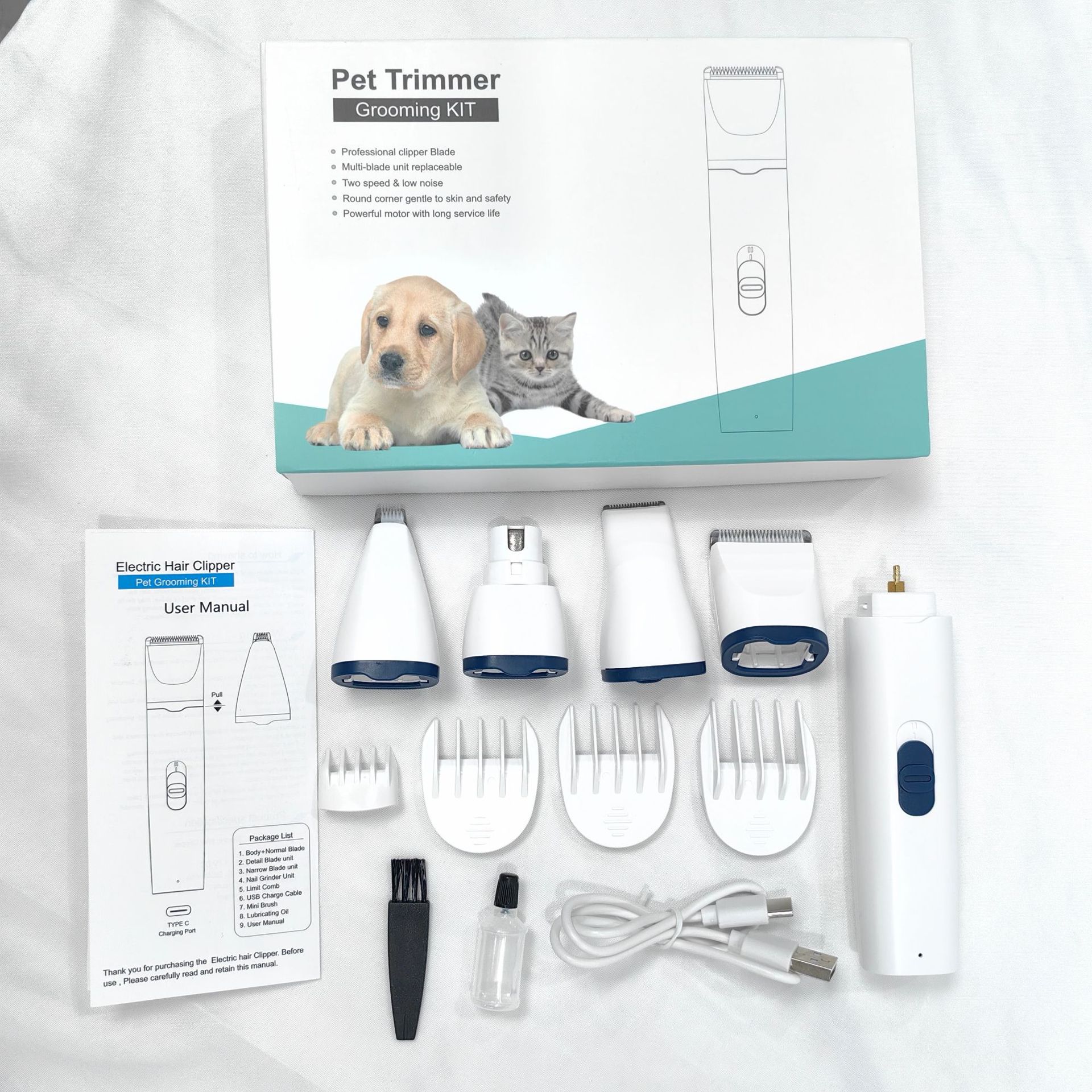 HKM-8034749 Electric Pet Shaver Clipper Set - 4-in-1, 3-in-1, and 2-in-1 Options for Grooming and Nail Care