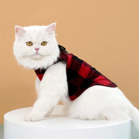 HKM-8035517 Cozy Polar Fleece Plaid Vest for Dogs and Cats
