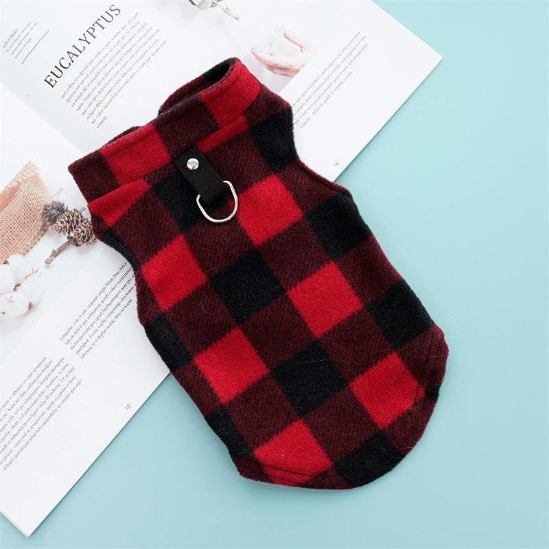 HKM-8035517 Cozy Polar Fleece Plaid Vest for Dogs and Cats