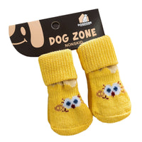 HKM-8035773 Non-Slip Pet Socks for Dogs, Cute Patterns, Comfortable Fit, Four Pairs of Durable Dog Shoes