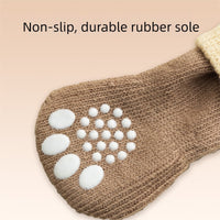 HKM-8035773 Non-Slip Pet Socks for Dogs, Cute Patterns, Comfortable Fit, Four Pairs of Durable Dog Shoes