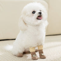 HKM-8035773 Non-Slip Pet Socks for Dogs, Cute Patterns, Comfortable Fit, Four Pairs of Durable Dog Shoes