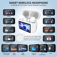 HKM-803667 Touchscreen Wireless Earbuds with Noise Cancelling, Bluetooth 5.4, Hi-Fi Sound, and Microphone for Android & iOS