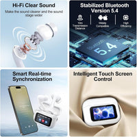 HKM-803667 Touchscreen Wireless Earbuds with Noise Cancelling, Bluetooth 5.4, Hi-Fi Sound, and Microphone for Android & iOS