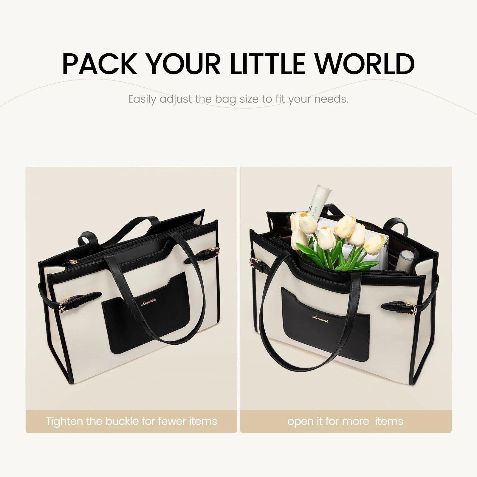HKM-803731 Large Capacity Waterproof Leather Tote Bag with Clutch for Business and Office Use