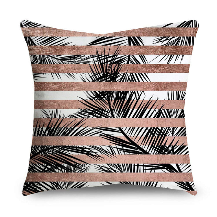HKM-803731 Modern Minimalist Black and Gold Geometric Rose Gold Polyester Pillowcase 45x45cm