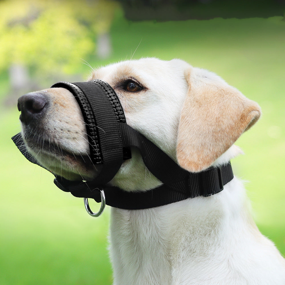 HKM-8038589 Breathable Nylon Dog Muzzle Set for Training and Bark Control, Adjustable with Stripes