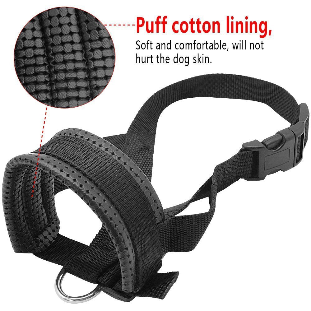HKM-8038589 Breathable Nylon Dog Muzzle Set for Training and Bark Control, Adjustable with Stripes