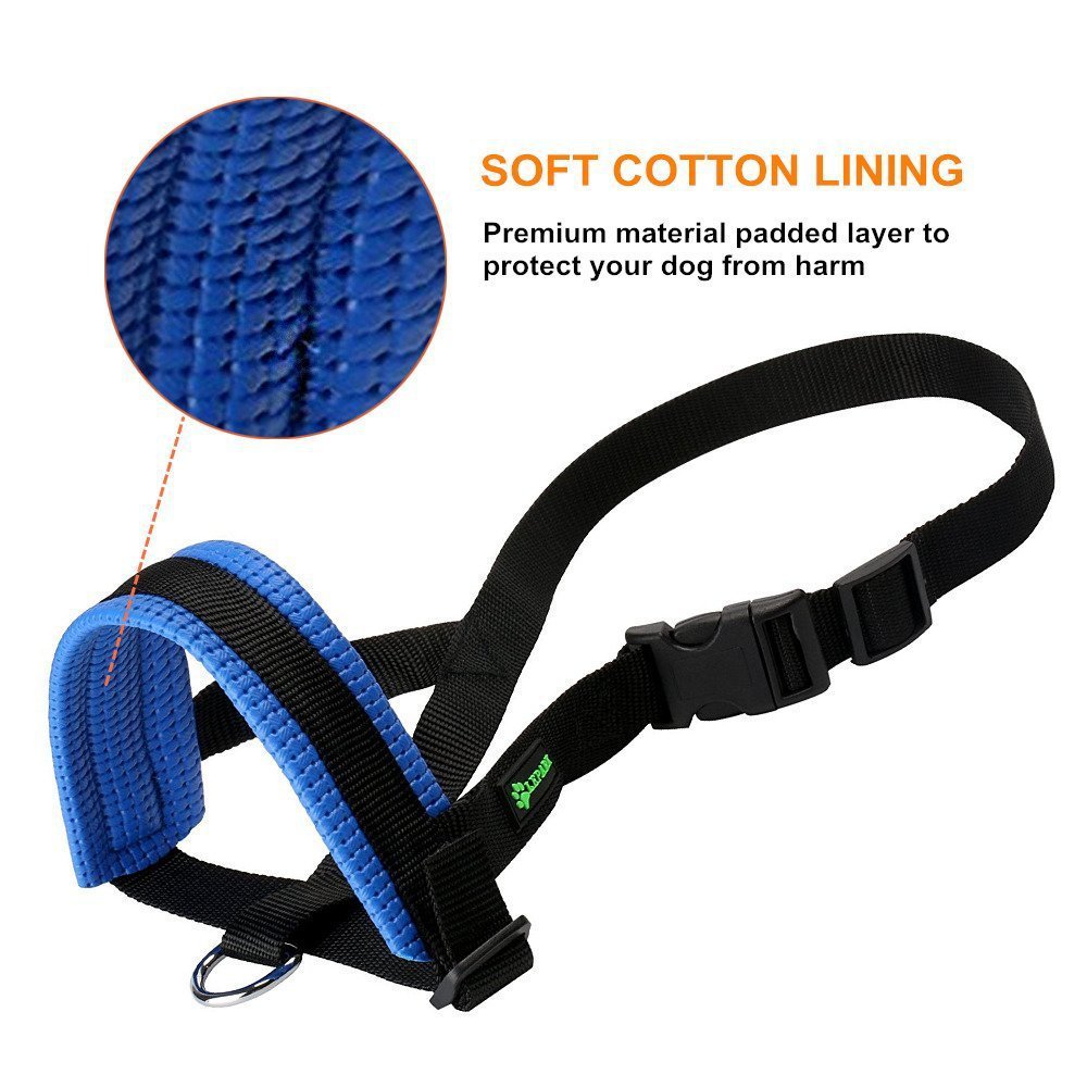 HKM-8038589 Breathable Nylon Dog Muzzle Set for Training and Bark Control, Adjustable with Stripes