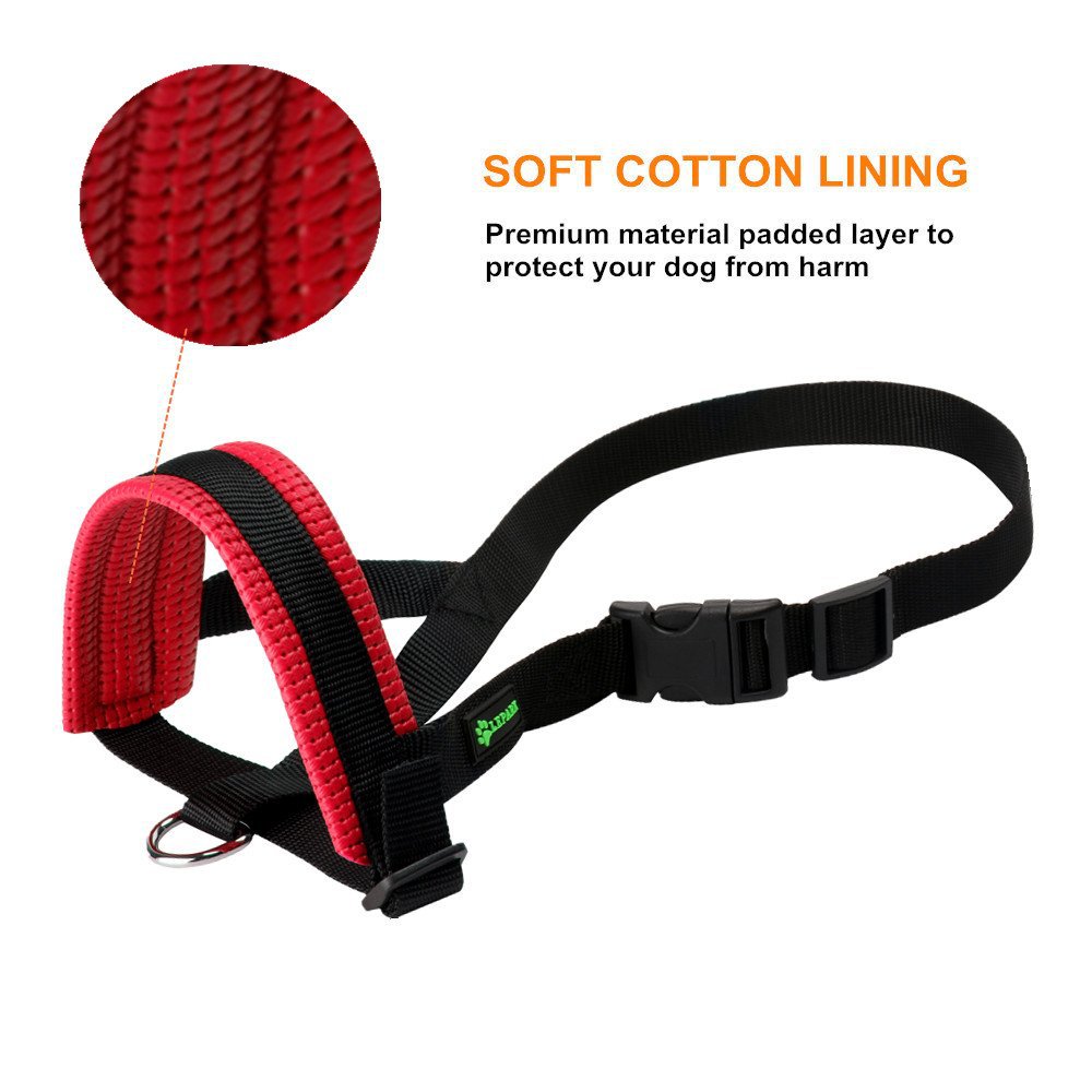 HKM-8038589 Breathable Nylon Dog Muzzle Set for Training and Bark Control, Adjustable with Stripes