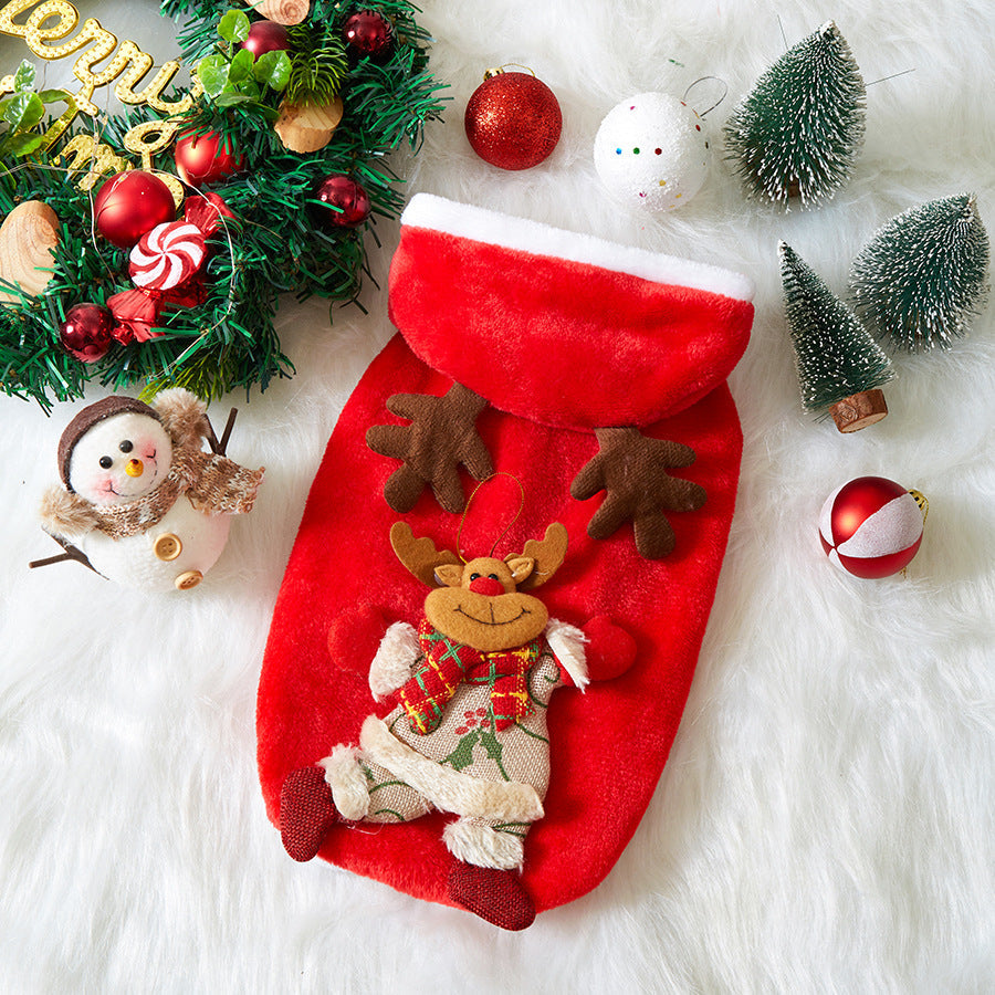 HKM-8039485 Festive Flannel Pet Costumes for Cats and Dogs ¨C Santa, Reindeer, Snowman, and Bear in Multiple Sizes