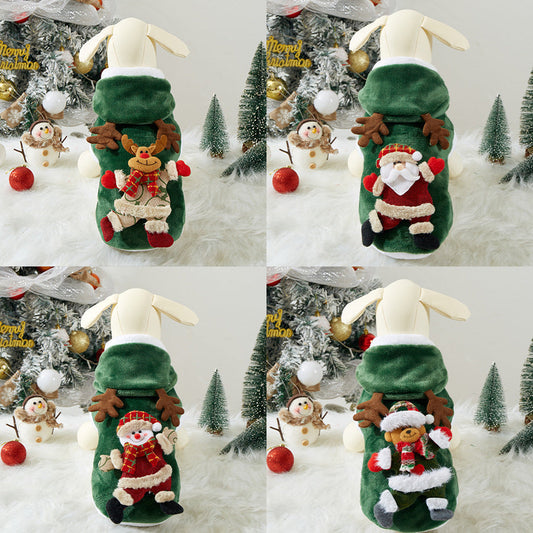 HKM-8039485 Festive Flannel Pet Costumes for Cats and Dogs ¨C Santa, Reindeer, Snowman, and Bear in Multiple Sizes