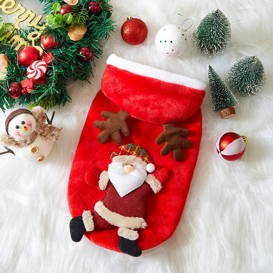 HKM-8039485 Festive Flannel Pet Costumes for Cats and Dogs ¨C Santa, Reindeer, Snowman, and Bear in Multiple Sizes