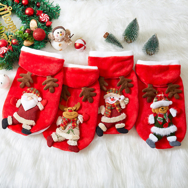 HKM-8039485 Festive Flannel Pet Costumes for Cats and Dogs ¨C Santa, Reindeer, Snowman, and Bear in Multiple Sizes