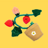 HKM-8039741 Strawberry Potted Plant Plush Toy with Hidden Treats for Pets