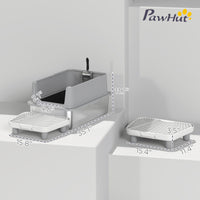 HKM-8040381 Extra Large Stainless Steel Cat Litter Box with Scoop and Pad, Anti-Leakage Design for Easy Cleaning