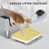 HKM-8040381 Extra Large Stainless Steel Cat Litter Box with Scoop and Pad, Anti-Leakage Design for Easy Cleaning