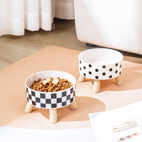 HKM-8040893 Polka Dot Large Stainless Steel Pet Bowl with Four Legs