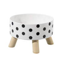 HKM-8040893 Polka Dot Large Stainless Steel Pet Bowl with Four Legs