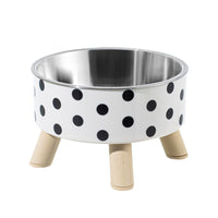 HKM-8040893 Polka Dot Large Stainless Steel Pet Bowl with Four Legs