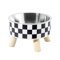 HKM-8040893 Polka Dot Large Stainless Steel Pet Bowl with Four Legs