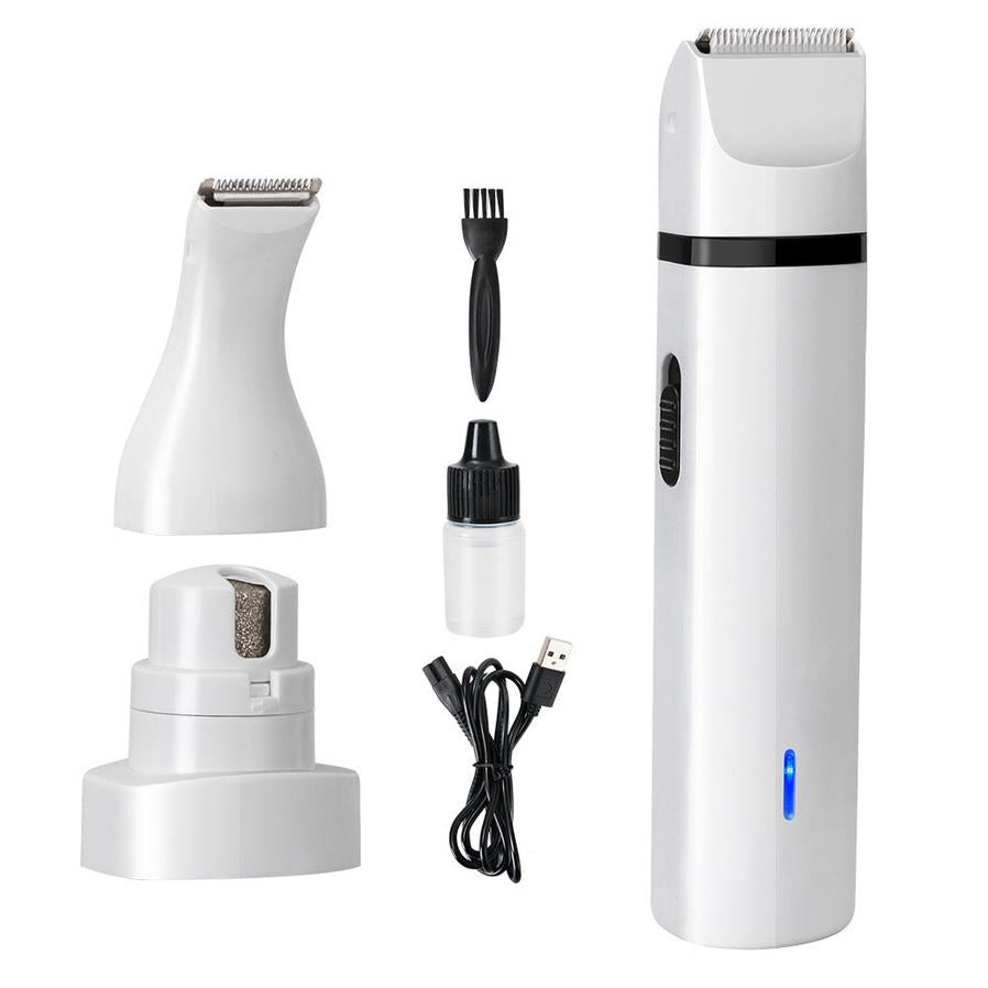 HKM-804243 Pet Grooming Clipper with Nail Grinding Head and Trimming Attachments - Model G12 in White and Black