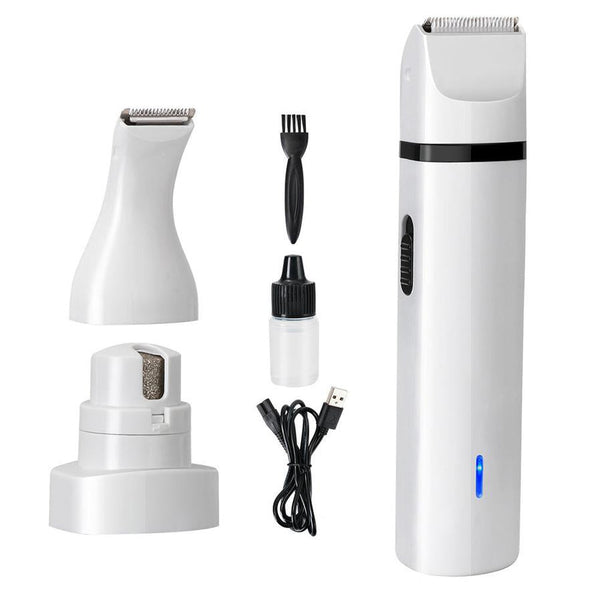 HKM-804243 Pet Grooming Clipper with Nail Grinding Head and Trimming Attachments - Model G12 in White and Black