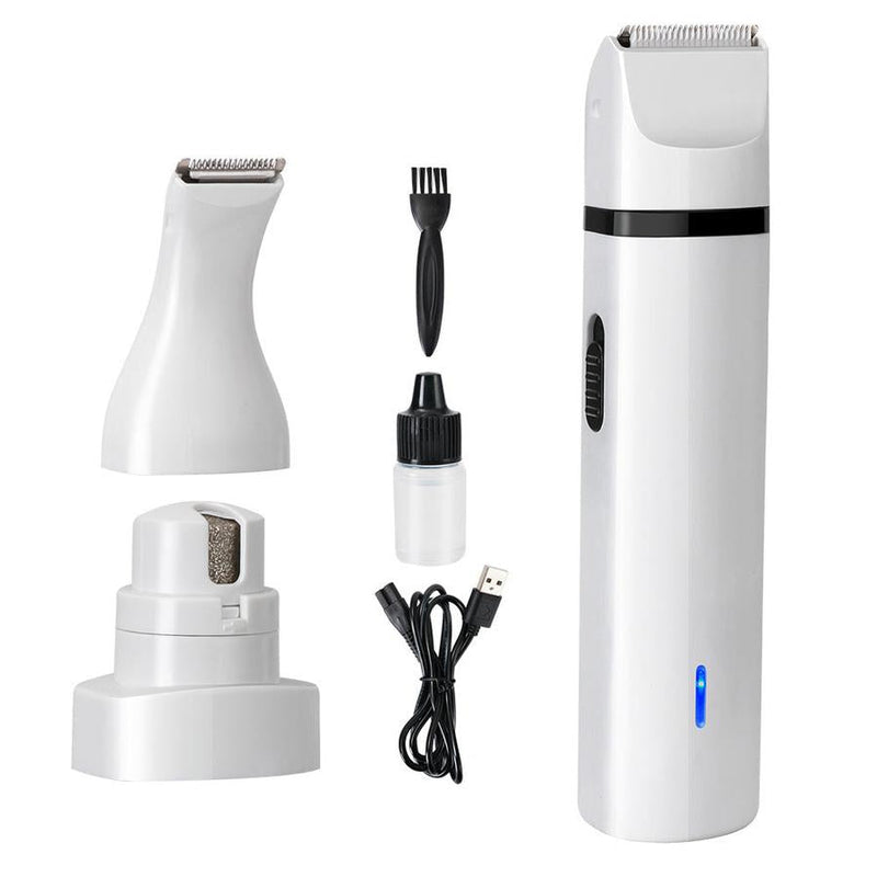 HKM-804243 Pet Grooming Clipper with Nail Grinding Head and Trimming Attachments - Model G12 in White and Black