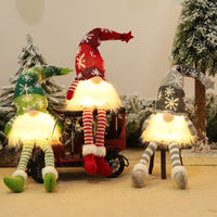 HKM-804307 Luminous Sitting Knitted Doll in Gray, Red, and Green for Holiday Decor