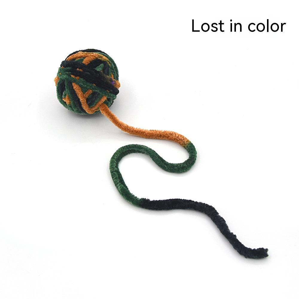 HKM-8043325 Colorful Plush Cat Self-Relieving Toy Ball with Tail - 5cm Diameter