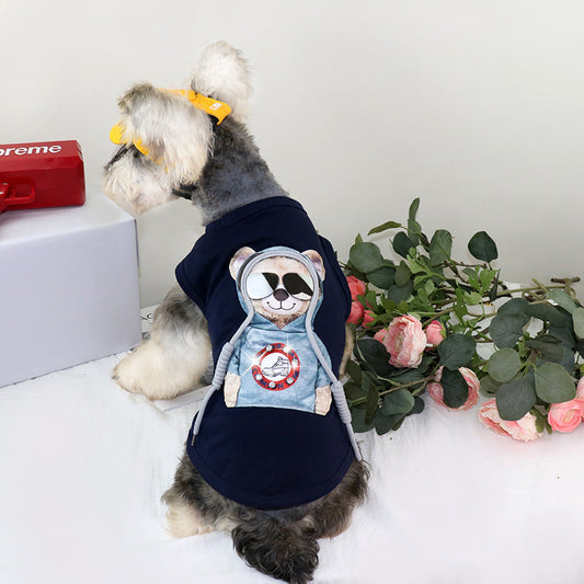 HKM-8045245 Cute Summer Cotton Vest for Pets - Bear Cartoon Design in Multiple Colors and Sizes