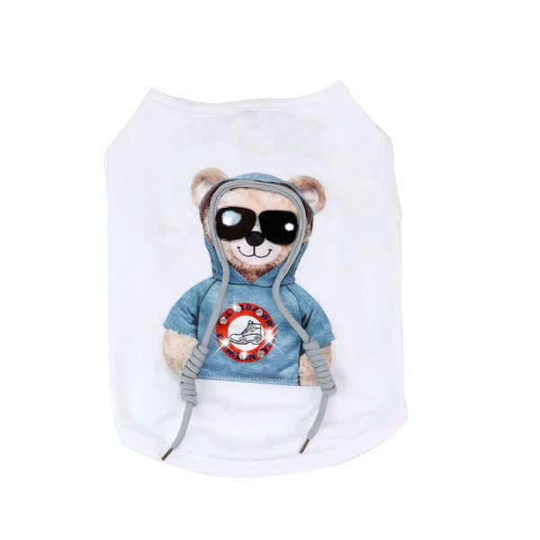 HKM-8045245 Cute Summer Cotton Vest for Pets - Bear Cartoon Design in Multiple Colors and Sizes