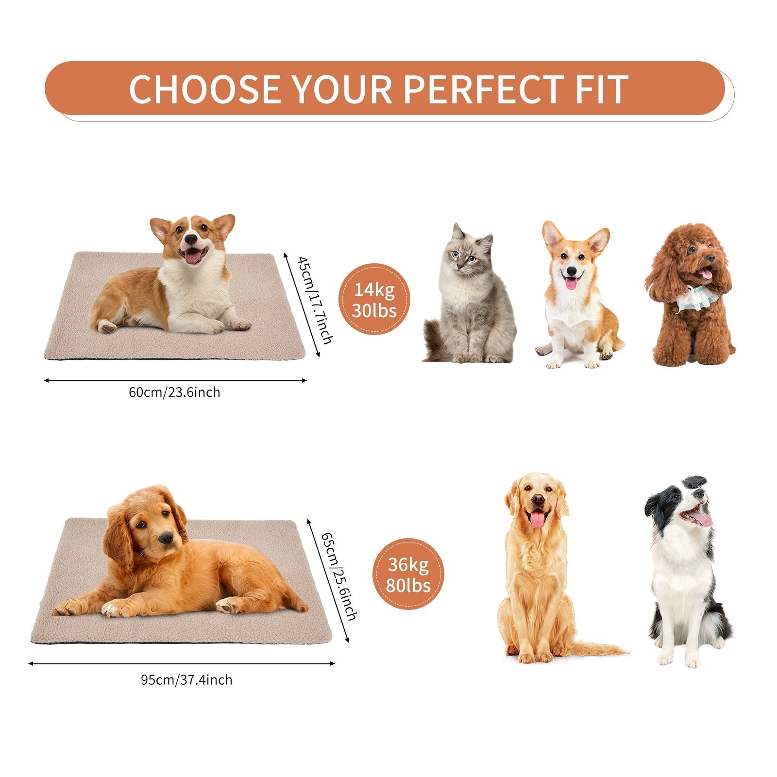 HKM-8046525 Self Heating Plush Pet Blanket for Indoor Cats - Cozy Winter Cushion Mat